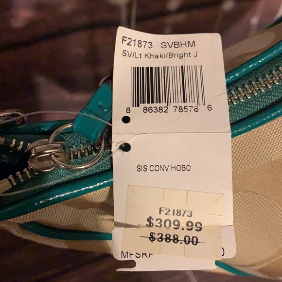🌺COACH F21873 🌺 KHAKI BRIGHT JADE SIGNATURE - Picture 3 of 9